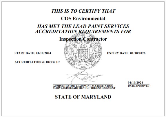 Rental lead inspection in Maryland